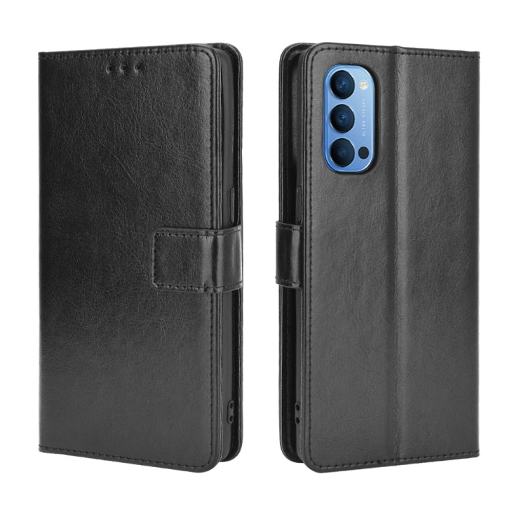 For OPPO Reno4 4G Retro Crazy Horse Texture Horizontal Flip Leather Case , with Holder & Card Slots & Photo Frame