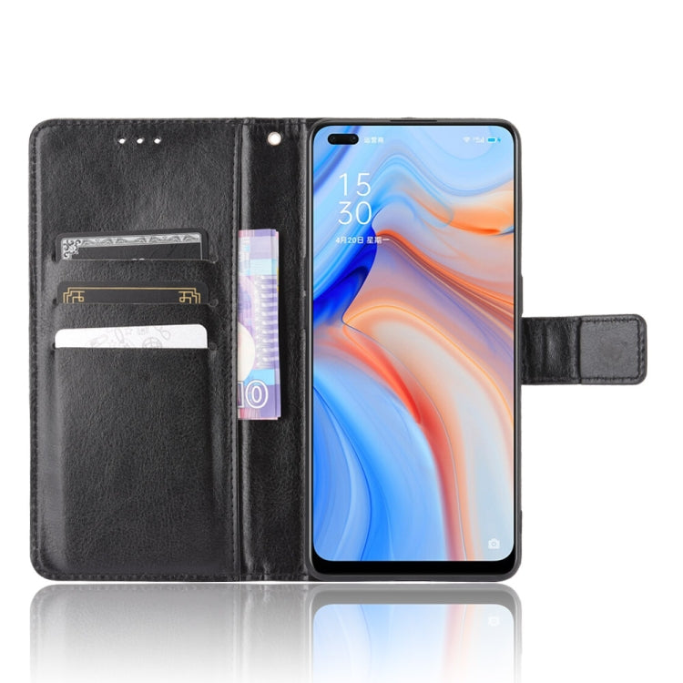 For OPPO Reno4 4G Retro Crazy Horse Texture Horizontal Flip Leather Case , with Holder & Card Slots & Photo Frame