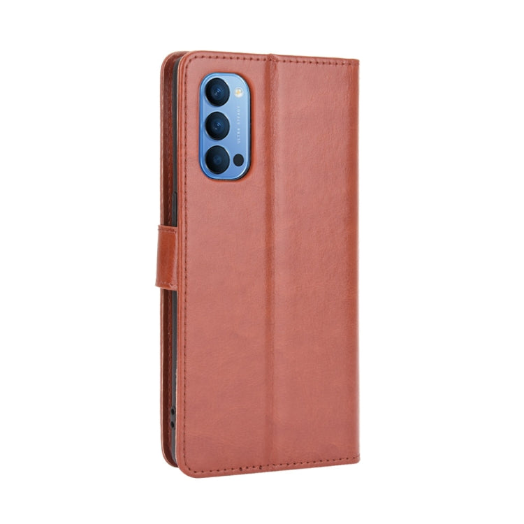 For OPPO Reno4 4G Retro Crazy Horse Texture Horizontal Flip Leather Case , with Holder & Card Slots & Photo Frame