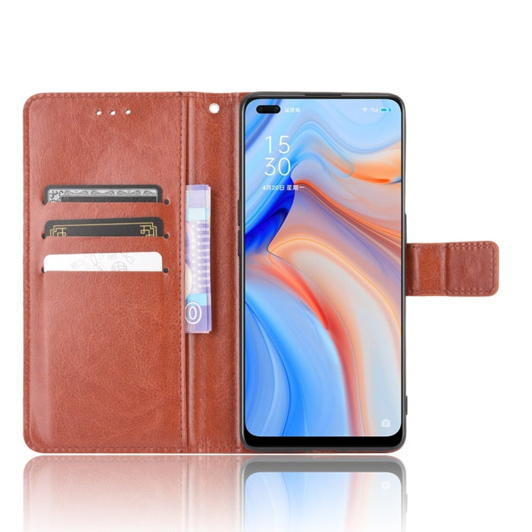 For OPPO Reno4 4G Retro Crazy Horse Texture Horizontal Flip Leather Case , with Holder & Card Slots & Photo Frame