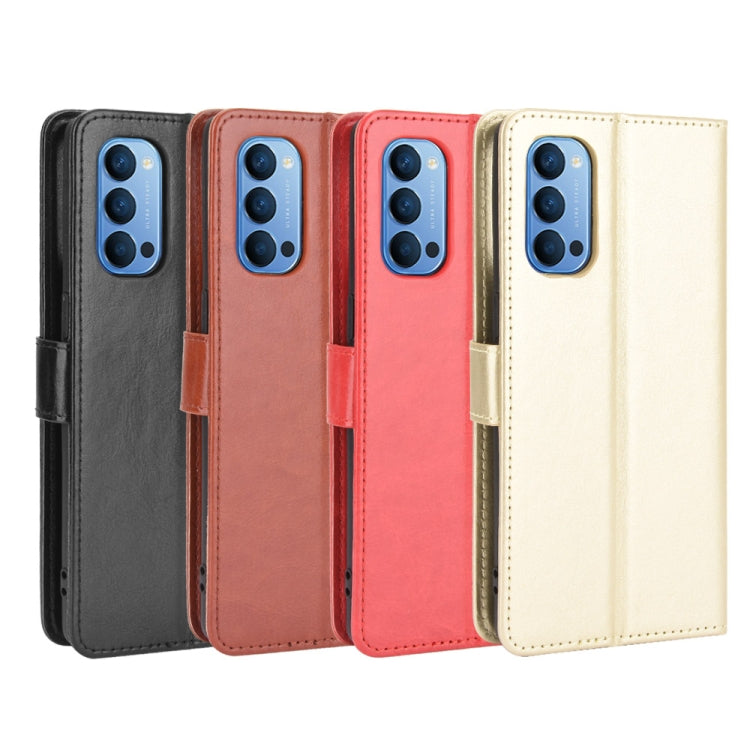 For OPPO Reno4 4G Retro Crazy Horse Texture Horizontal Flip Leather Case , with Holder & Card Slots & Photo Frame