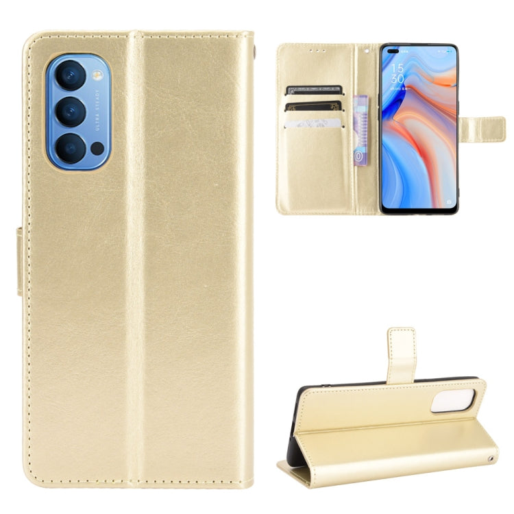For OPPO Reno4 4G Retro Crazy Horse Texture Horizontal Flip Leather Case , with Holder & Card Slots & Photo Frame