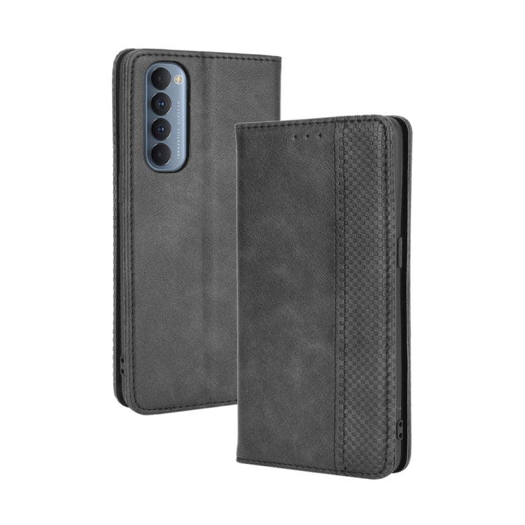 For OPPO Reno4 Pro 4G Magnetic Buckle Retro Crazy Horse Texture Horizontal Flip Leather Case, with Holder & Card Slots & Photo Frame