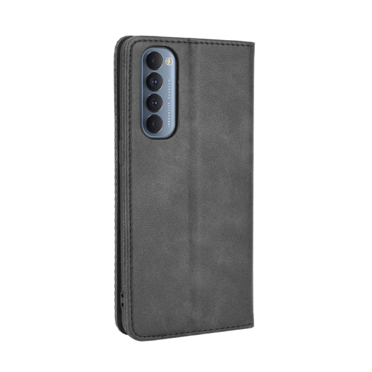 For OPPO Reno4 Pro 4G Magnetic Buckle Retro Crazy Horse Texture Horizontal Flip Leather Case, with Holder & Card Slots & Photo Frame