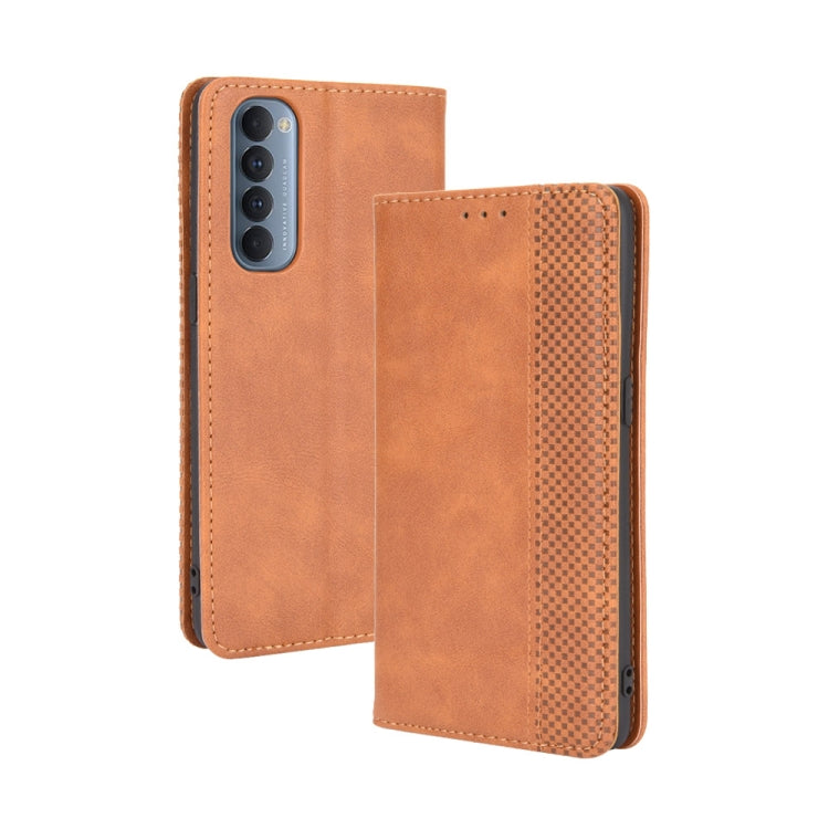 For OPPO Reno4 Pro 4G Magnetic Buckle Retro Crazy Horse Texture Horizontal Flip Leather Case, with Holder & Card Slots & Photo Frame