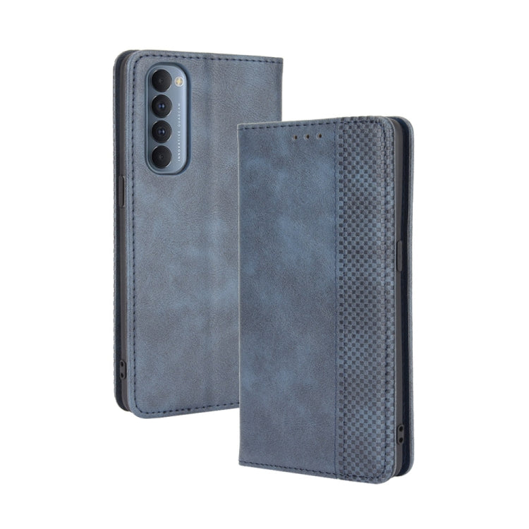For OPPO Reno4 Pro 4G Magnetic Buckle Retro Crazy Horse Texture Horizontal Flip Leather Case, with Holder & Card Slots & Photo Frame