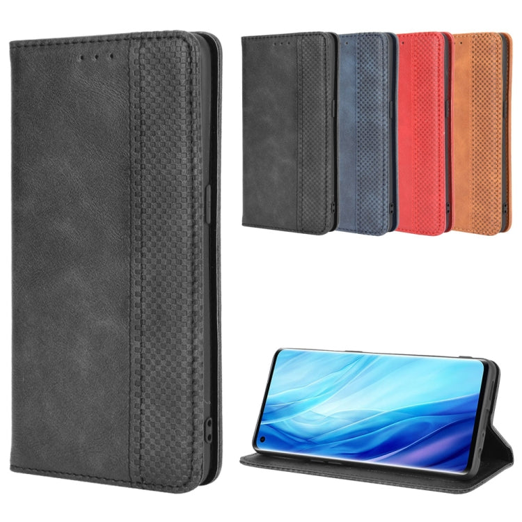 For OPPO Reno4 Pro 4G Magnetic Buckle Retro Crazy Horse Texture Horizontal Flip Leather Case, with Holder & Card Slots & Photo Frame