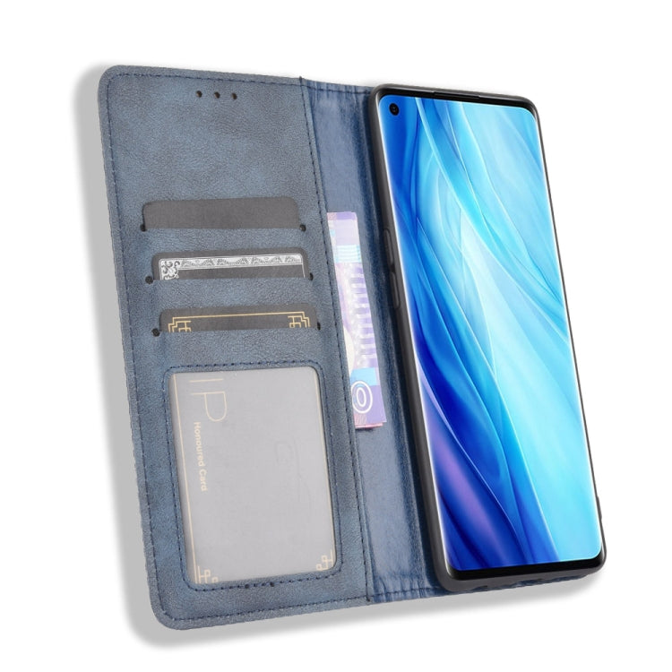 For OPPO Reno4 Pro 4G Magnetic Buckle Retro Crazy Horse Texture Horizontal Flip Leather Case, with Holder & Card Slots & Photo Frame