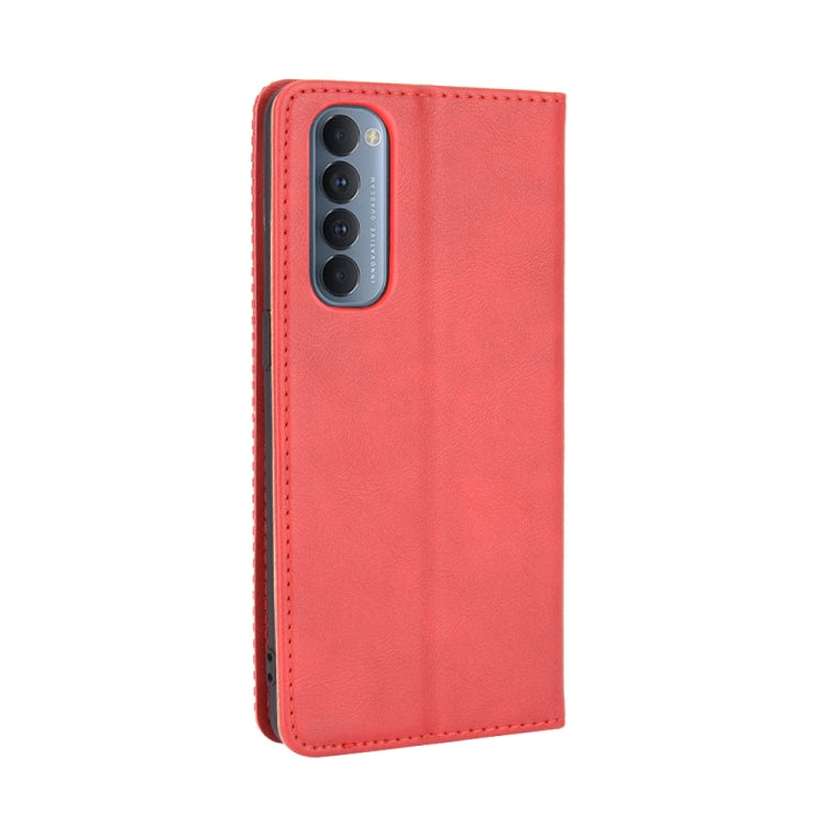For OPPO Reno4 Pro 4G Magnetic Buckle Retro Crazy Horse Texture Horizontal Flip Leather Case, with Holder & Card Slots & Photo Frame