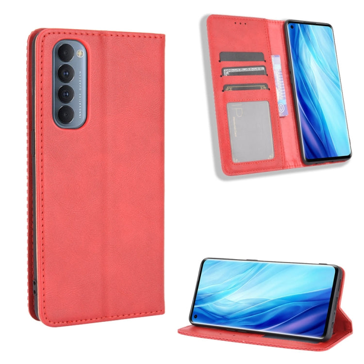 For OPPO Reno4 Pro 4G Magnetic Buckle Retro Crazy Horse Texture Horizontal Flip Leather Case, with Holder & Card Slots & Photo Frame