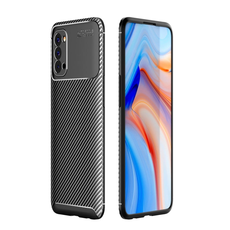 For OPPO Reno4 4G Global Official Version Carbon Fiber Texture Shockproof TPU Case