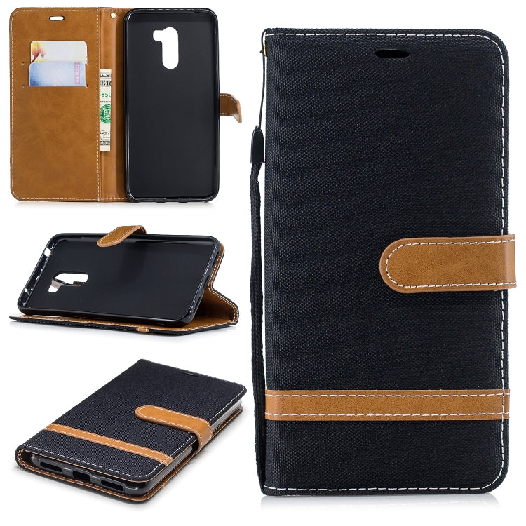 Color Matching Denim Texture Leather Case for Xiaomi Pocophone F1, with Holder & Card Slots & Wallet & Lanyard