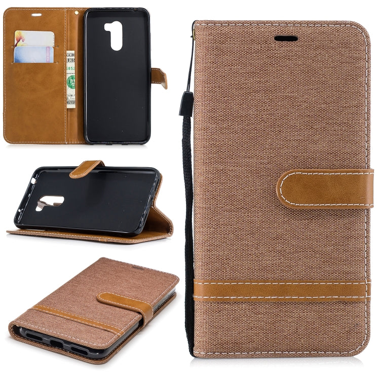 Color Matching Denim Texture Leather Case for Xiaomi Pocophone F1, with Holder & Card Slots & Wallet & Lanyard