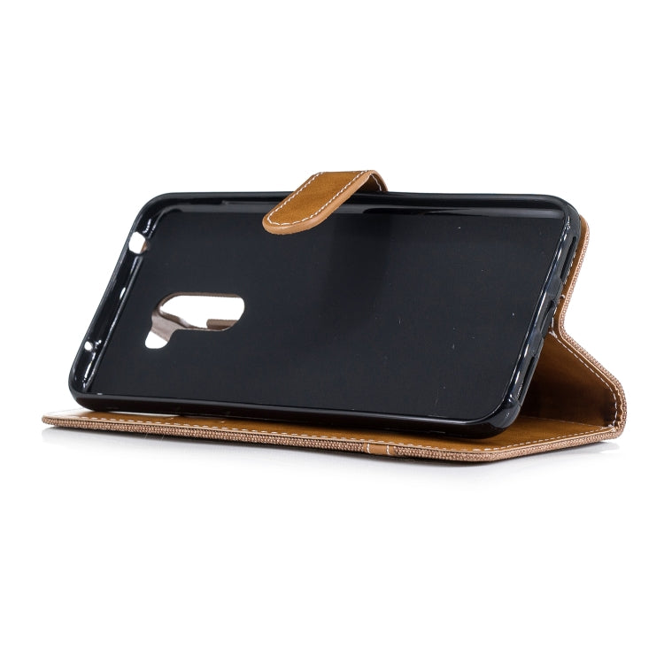 Color Matching Denim Texture Leather Case for Xiaomi Pocophone F1, with Holder & Card Slots & Wallet & Lanyard