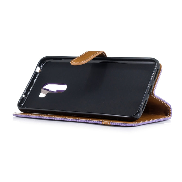 Color Matching Denim Texture Leather Case for Xiaomi Pocophone F1, with Holder & Card Slots & Wallet & Lanyard