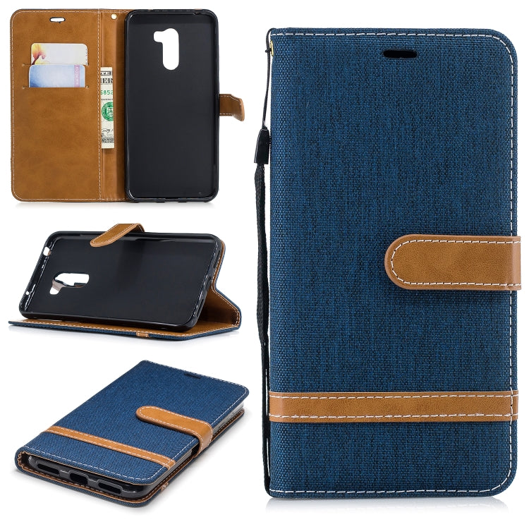Color Matching Denim Texture Leather Case for Xiaomi Pocophone F1, with Holder & Card Slots & Wallet & Lanyard