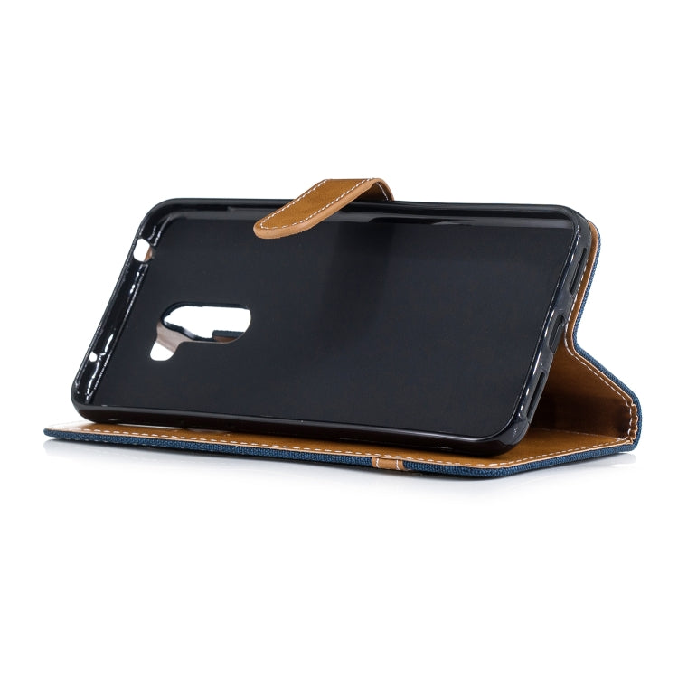 Color Matching Denim Texture Leather Case for Xiaomi Pocophone F1, with Holder & Card Slots & Wallet & Lanyard