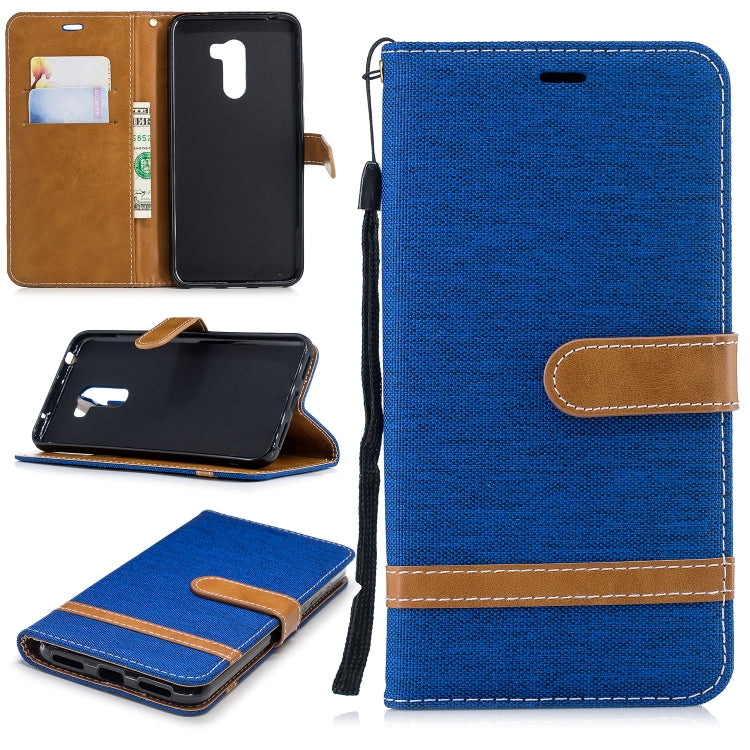 Color Matching Denim Texture Leather Case for Xiaomi Pocophone F1, with Holder & Card Slots & Wallet & Lanyard