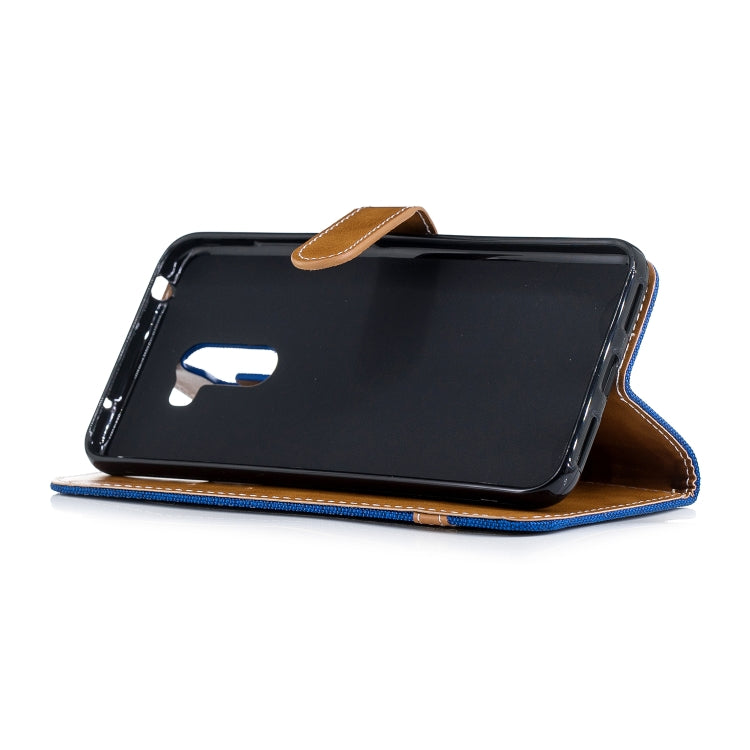 Color Matching Denim Texture Leather Case for Xiaomi Pocophone F1, with Holder & Card Slots & Wallet & Lanyard