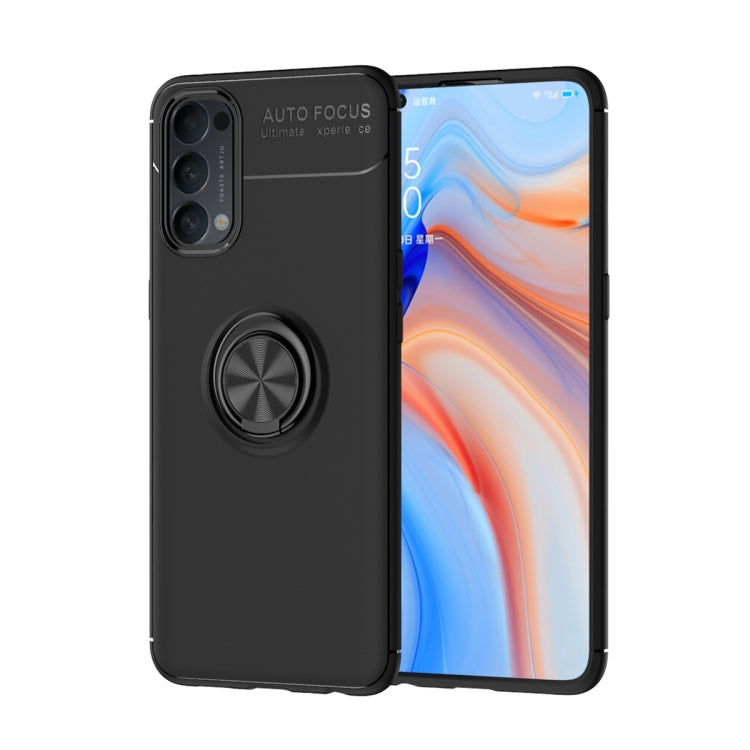 For OPPO Reno4 4G Metal Ring Holder 360 Degree Rotating TPU Case