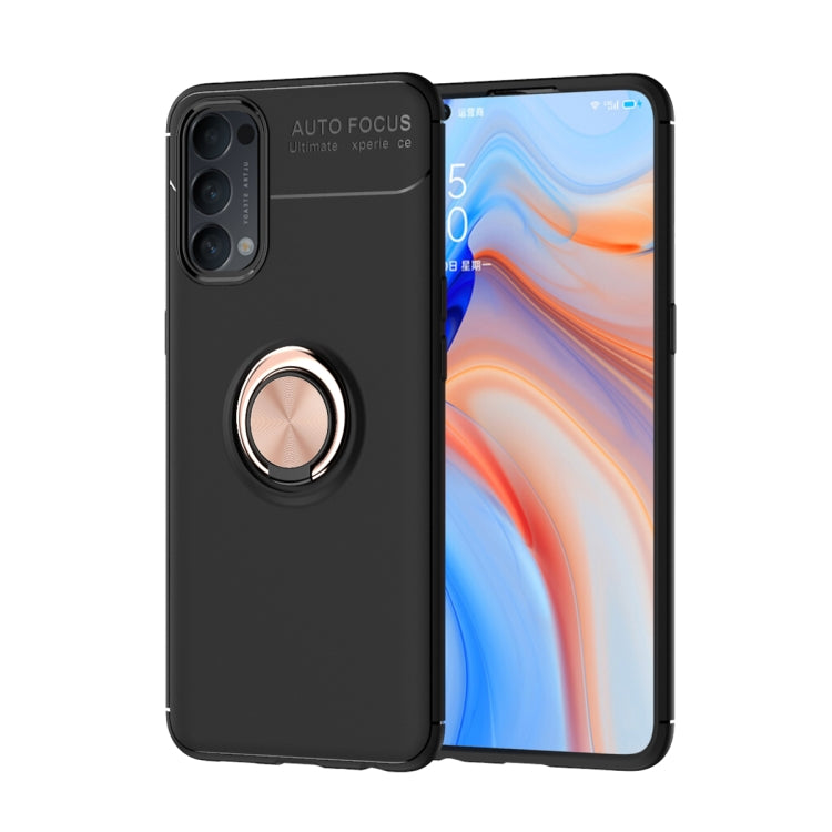 For OPPO Reno4 4G Metal Ring Holder 360 Degree Rotating TPU Case