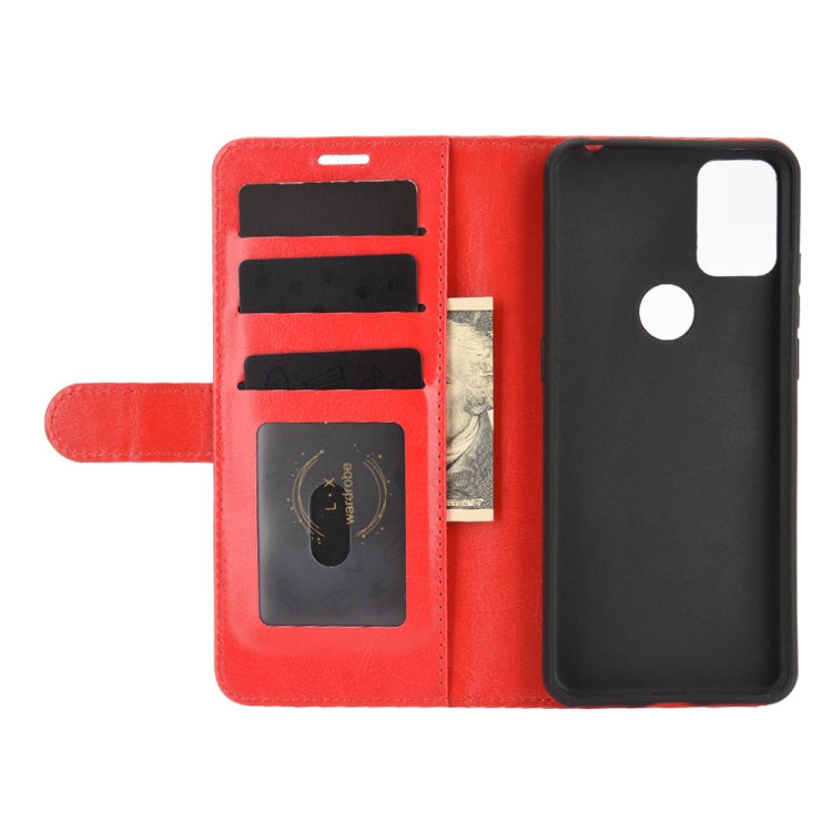 For Alcatel 3X 2020 R64 Texture Single Horizontal Flip Protective Case with Holder & Card Slots & Wallet& Photo Frame