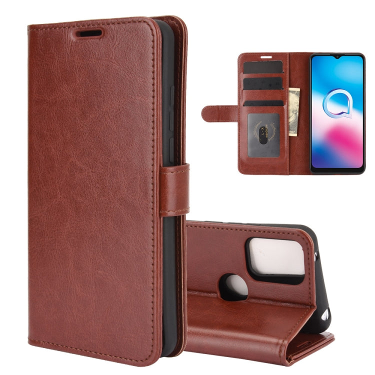 For Alcatel 3X 2020 R64 Texture Single Horizontal Flip Protective Case with Holder & Card Slots & Wallet& Photo Frame