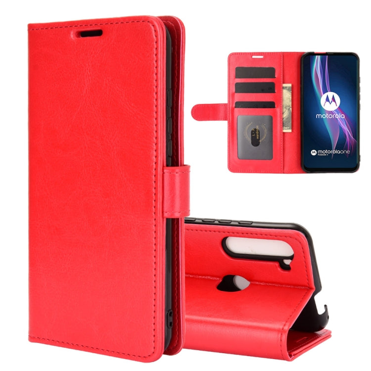 For Motorola One Fusion+ R64 Texture Single Horizontal Flip Protective Case with Holder & Card Slots & Wallet& Photo Frame