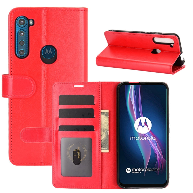 For Motorola One Fusion+ R64 Texture Single Horizontal Flip Protective Case with Holder & Card Slots & Wallet& Photo Frame