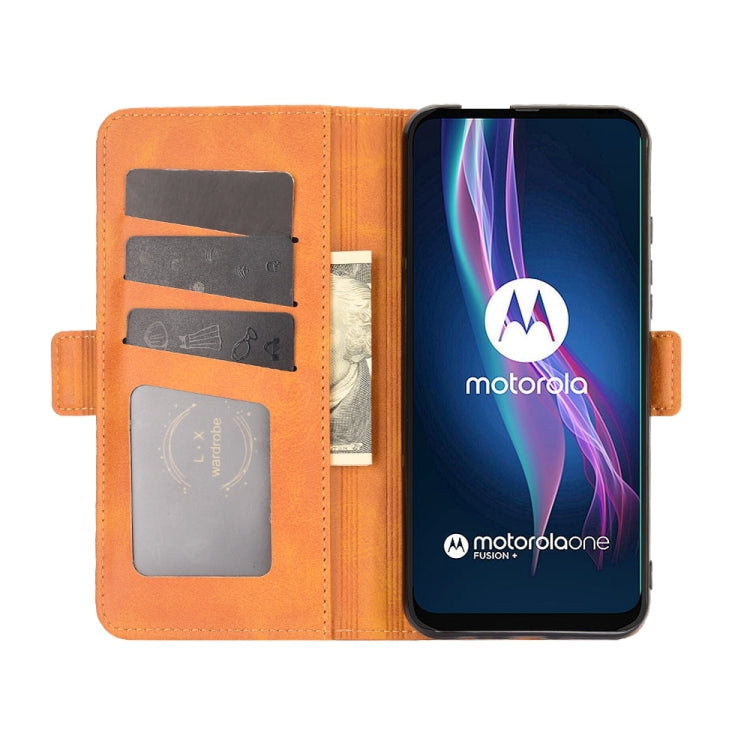 For Motorola One Fusion+ Dual-side Magnetic Buckle Horizontal Flip Leather Case with Holder & Card Slots & Wallet