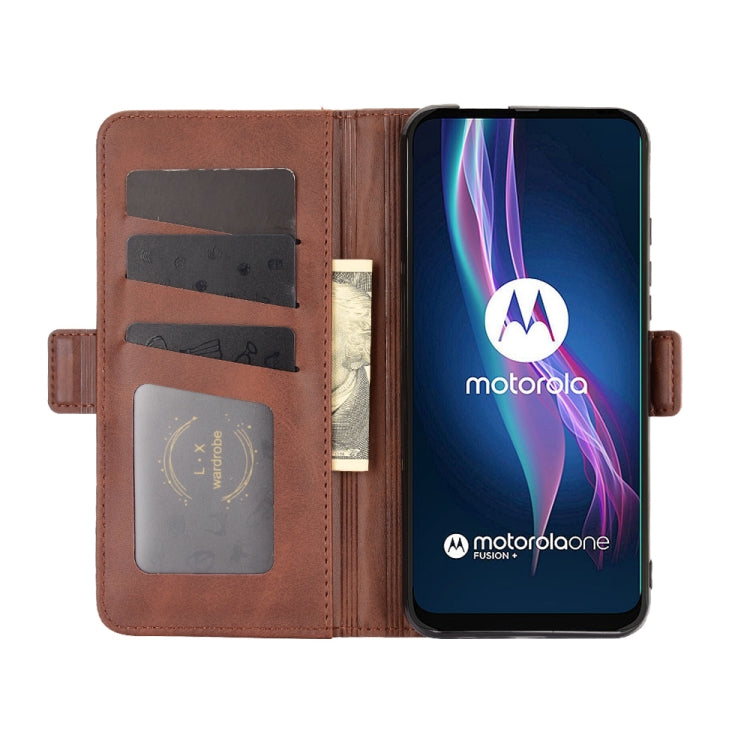 For Motorola One Fusion+ Dual-side Magnetic Buckle Horizontal Flip Leather Case with Holder & Card Slots & Wallet
