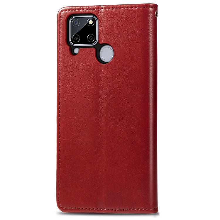 For OPPO Realme C12 Solid Color Leather Buckle Phone Case with Lanyard & Photo Frame & Card Slot & Wallet & Stand Function