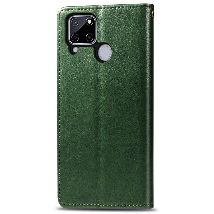 For OPPO Realme C12 Solid Color Leather Buckle Phone Case with Lanyard & Photo Frame & Card Slot & Wallet & Stand Function