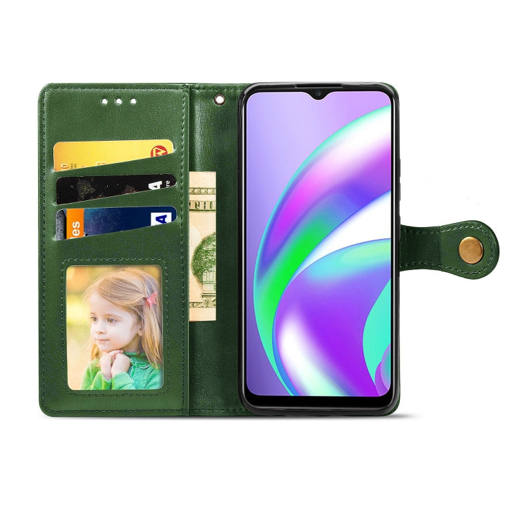 For OPPO Realme C12 Solid Color Leather Buckle Phone Case with Lanyard & Photo Frame & Card Slot & Wallet & Stand Function