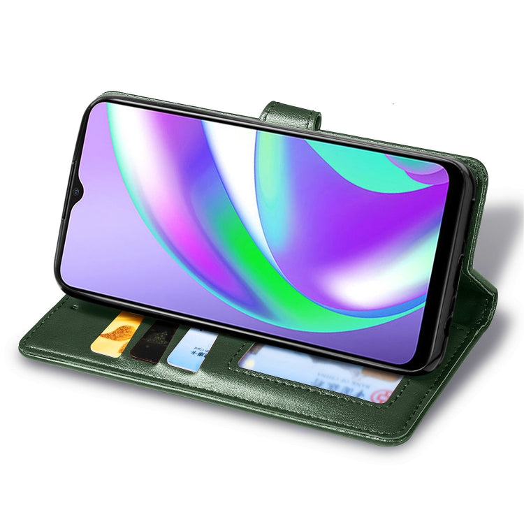 For OPPO Realme C12 Solid Color Leather Buckle Phone Case with Lanyard & Photo Frame & Card Slot & Wallet & Stand Function