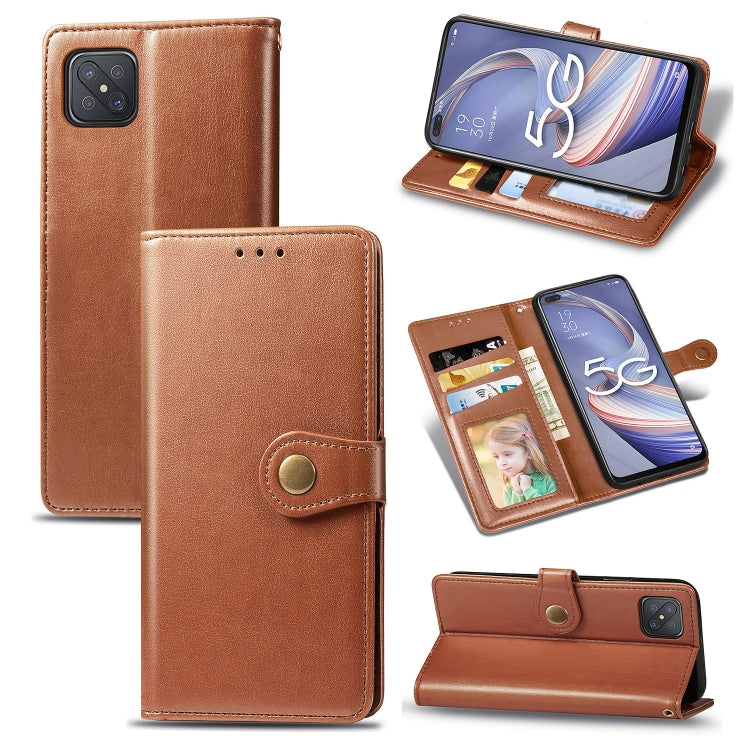 For OPPO A92s Solid Color Leather Buckle Phone Case with Lanyard & Photo Frame & Card Slot & Wallet & Stand Function