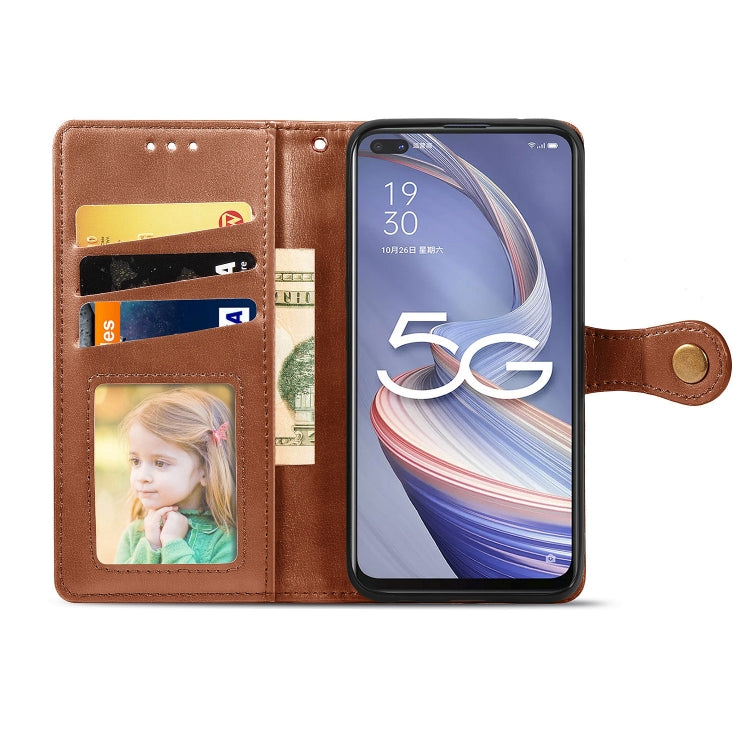 For OPPO A92s Solid Color Leather Buckle Phone Case with Lanyard & Photo Frame & Card Slot & Wallet & Stand Function