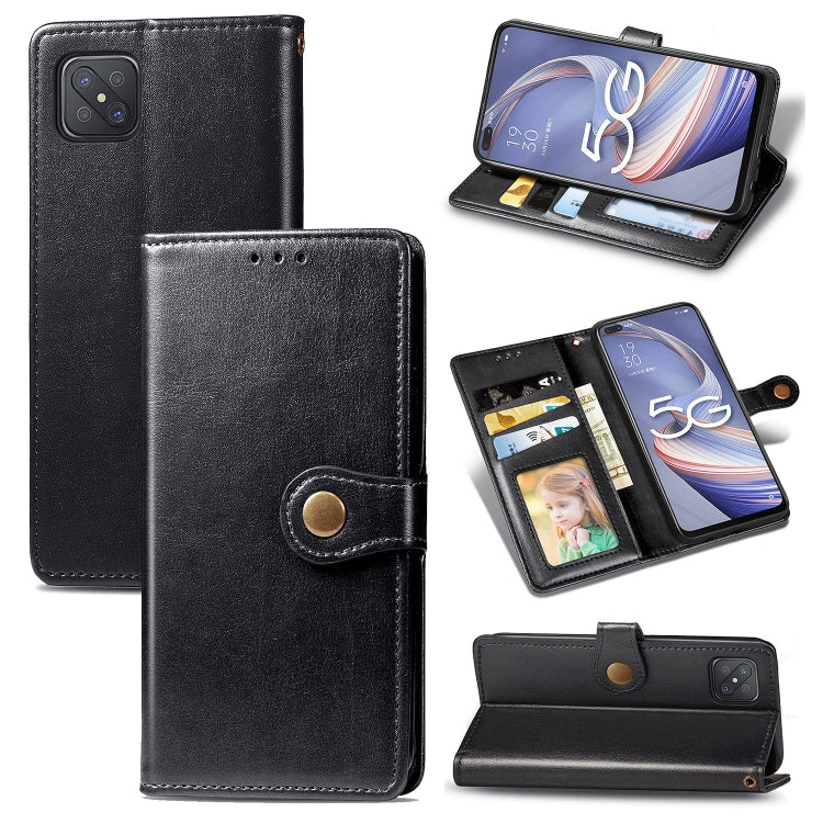 For OPPO A92s Solid Color Leather Buckle Phone Case with Lanyard & Photo Frame & Card Slot & Wallet & Stand Function