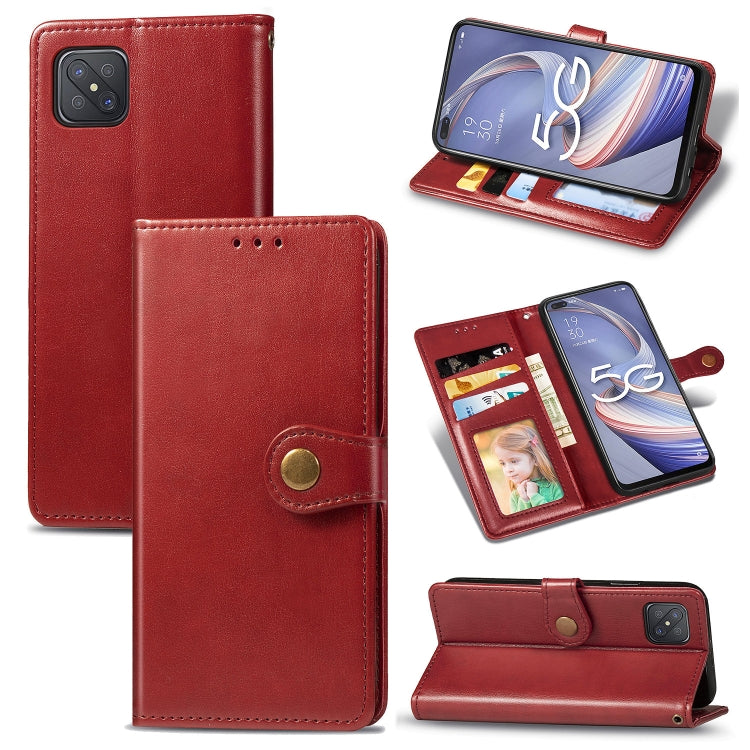 For OPPO A92s Solid Color Leather Buckle Phone Case with Lanyard & Photo Frame & Card Slot & Wallet & Stand Function