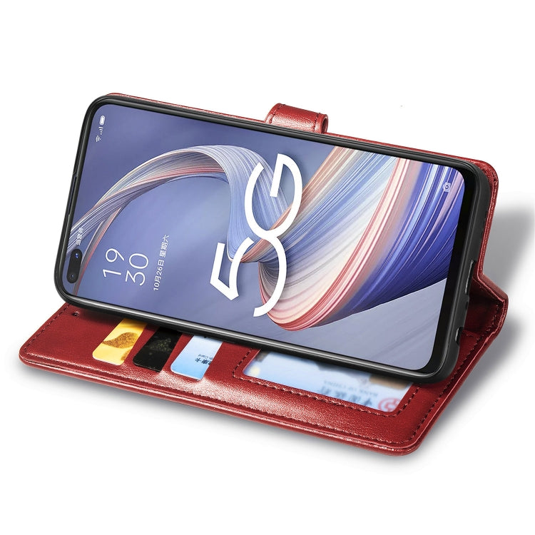 For OPPO A92s Solid Color Leather Buckle Phone Case with Lanyard & Photo Frame & Card Slot & Wallet & Stand Function