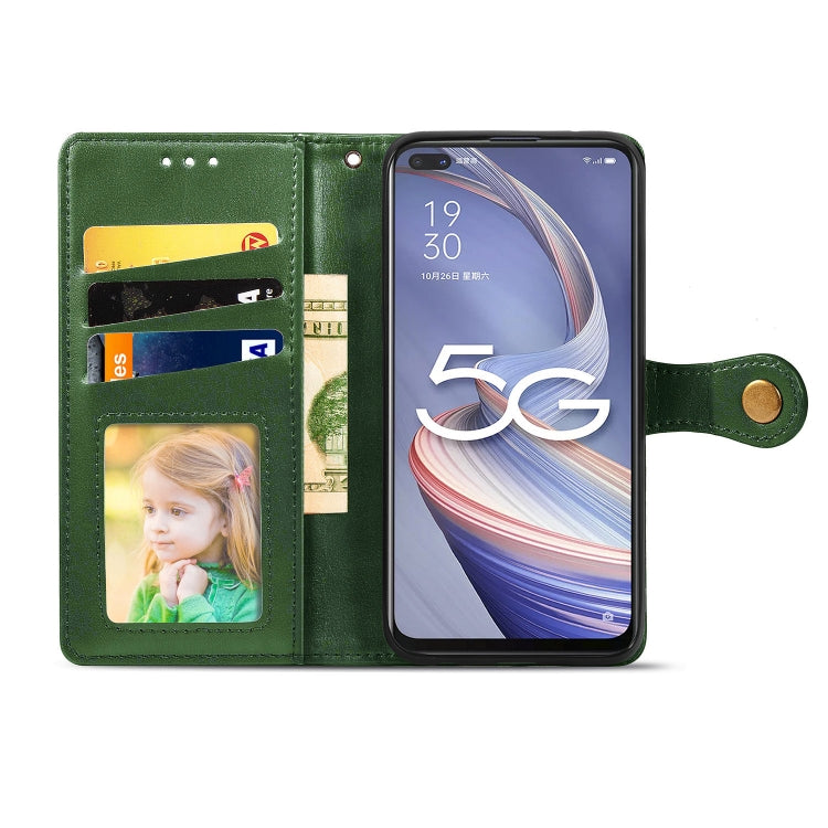 For OPPO A92s Solid Color Leather Buckle Phone Case with Lanyard & Photo Frame & Card Slot & Wallet & Stand Function
