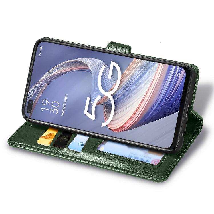 For OPPO A92s Solid Color Leather Buckle Phone Case with Lanyard & Photo Frame & Card Slot & Wallet & Stand Function