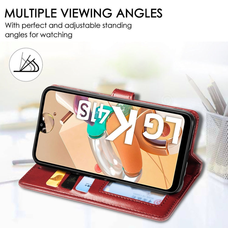 For LG K51S Retro Solid Color Leather Buckle Phone Case with Lanyard & Photo Frame & Card Slot & Wallet & Stand Function