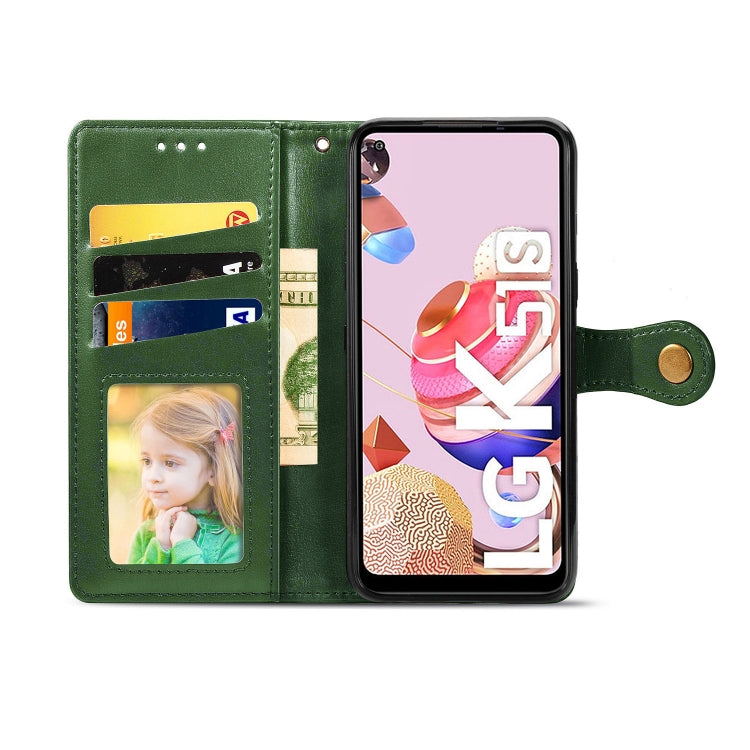 For LG K51S Retro Solid Color Leather Buckle Phone Case with Lanyard & Photo Frame & Card Slot & Wallet & Stand Function