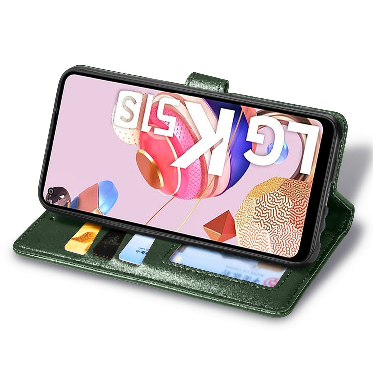 For LG K51S Retro Solid Color Leather Buckle Phone Case with Lanyard & Photo Frame & Card Slot & Wallet & Stand Function