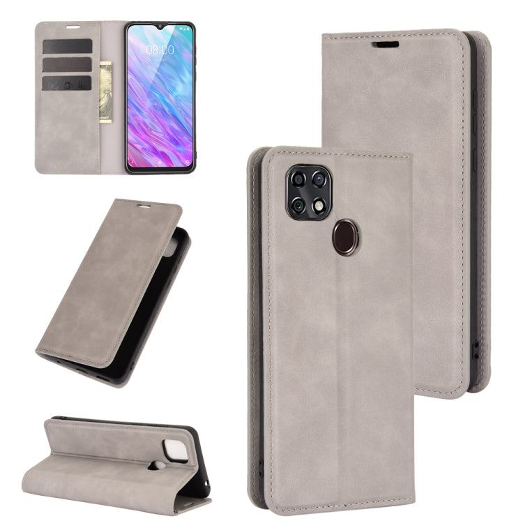 For ZTE Blade 10 Smart / Blade 20 Retro-skin Business Magnetic Suction Leather Case with Holder & Card Slots & Wallet
