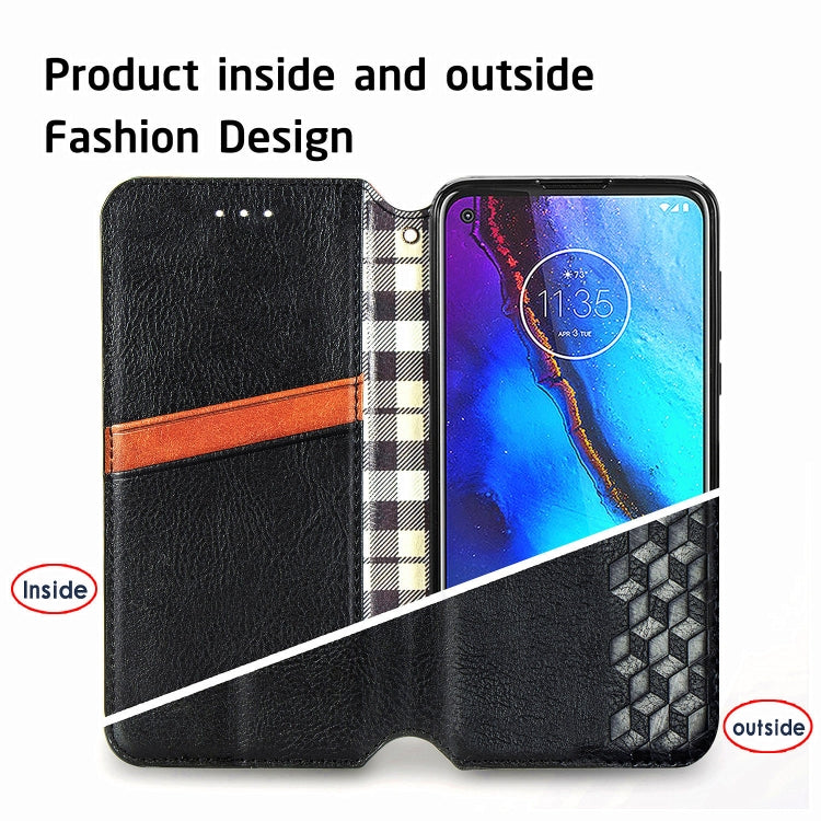 For Motorola Moto G Pro Cubic Grid Pressed Horizontal Flip Magnetic PU Leather Case with Holder & Card Slots & Wallet