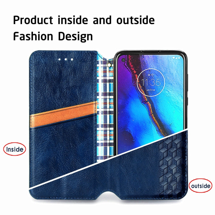 For Motorola Moto G Pro Cubic Grid Pressed Horizontal Flip Magnetic PU Leather Case with Holder & Card Slots & Wallet