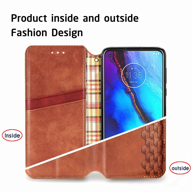 For Motorola Moto G Pro Cubic Grid Pressed Horizontal Flip Magnetic PU Leather Case with Holder & Card Slots & Wallet