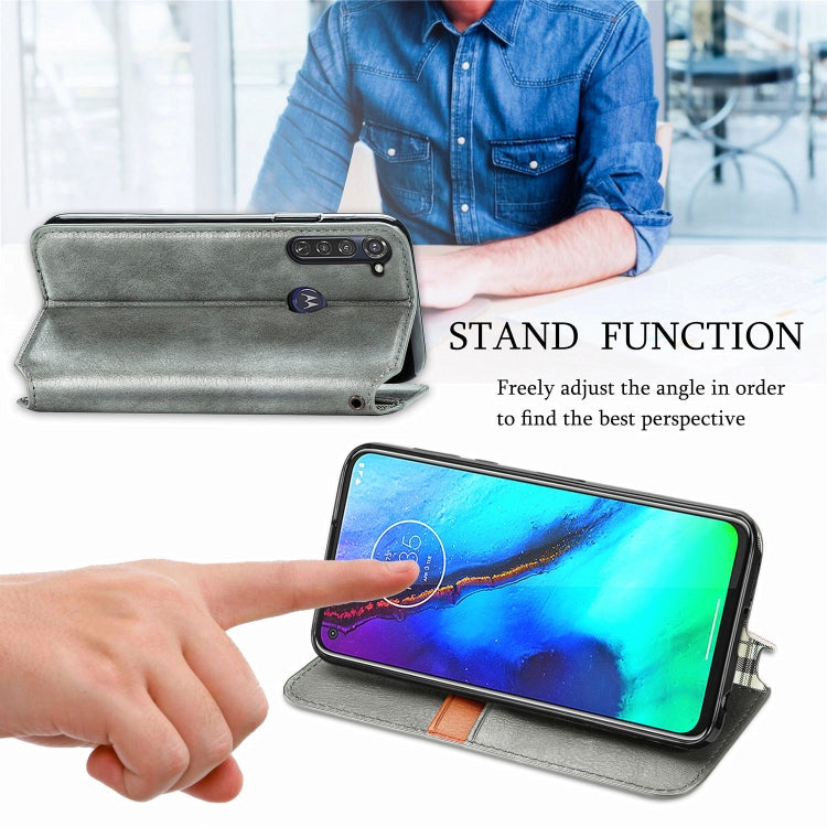 For Motorola Moto G Pro Cubic Grid Pressed Horizontal Flip Magnetic PU Leather Case with Holder & Card Slots & Wallet